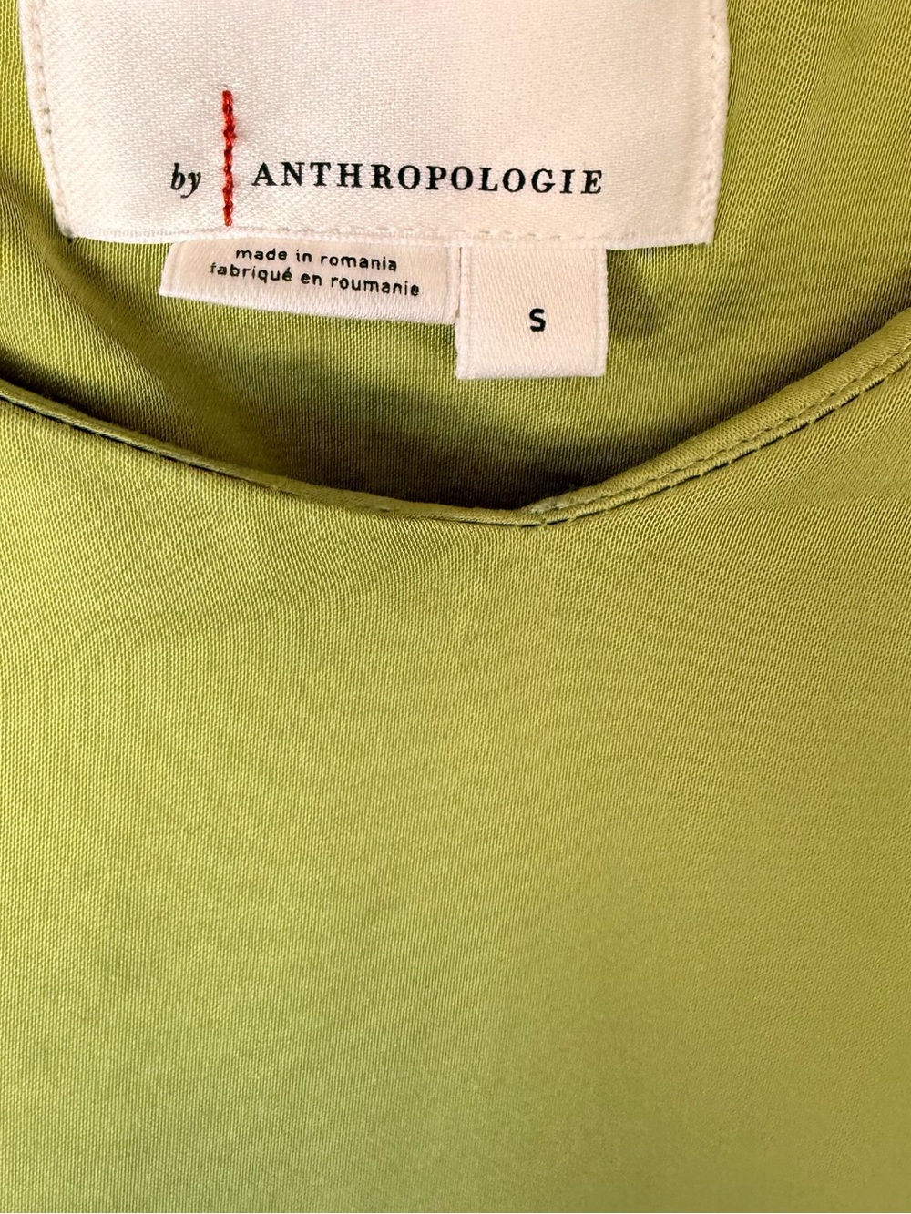 Anthropologie Chartreuse Satin V-Neck Mini Slip Dress - Picture 7 of 7
